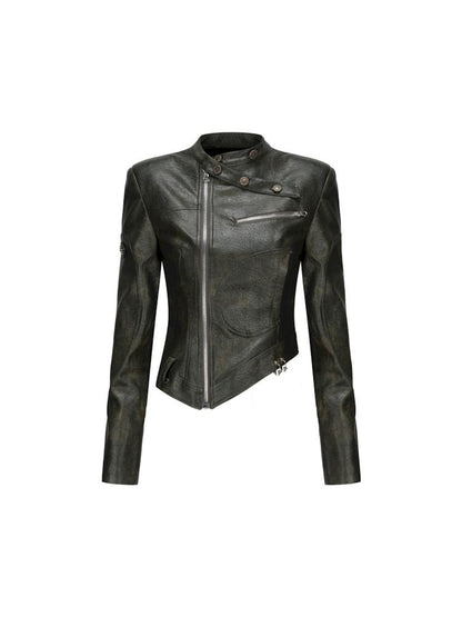 Side Zipper Leather Jacket