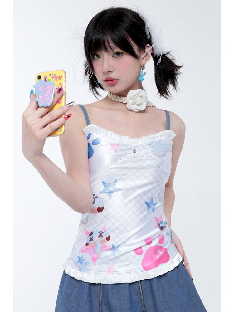 Cute ghost dopamine Printed suspenders