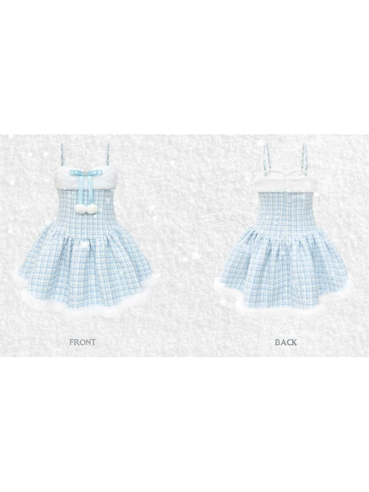 Diamond Bow Hairball Halter Dress