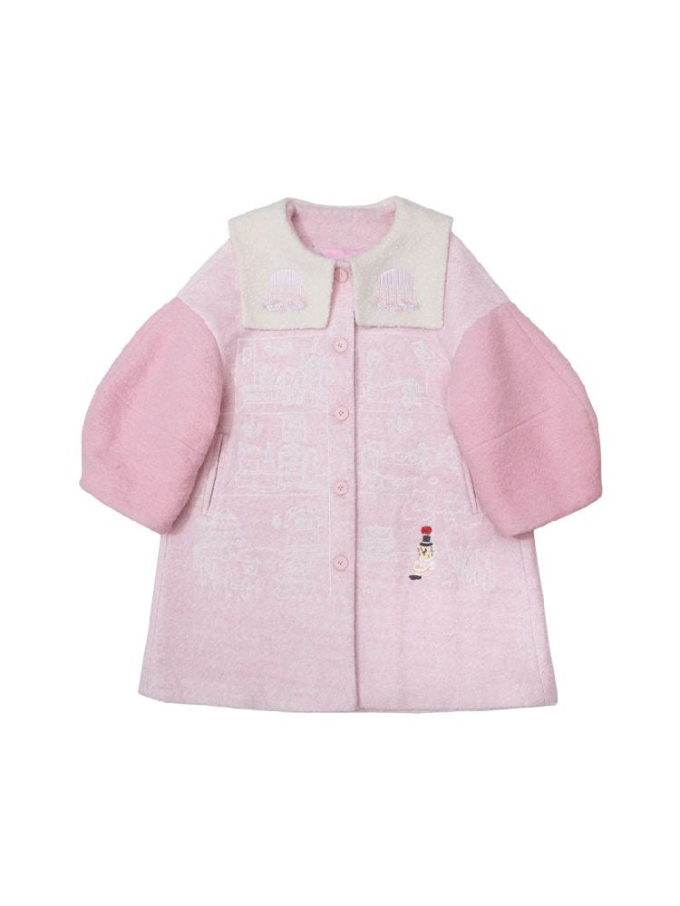 Dollhouse Embroidered Colorblocked Tweed Coat