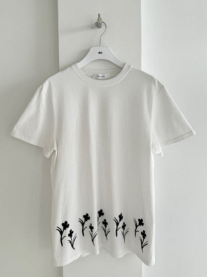 Cotton Hem Hand-Painted Flower T-Shirt