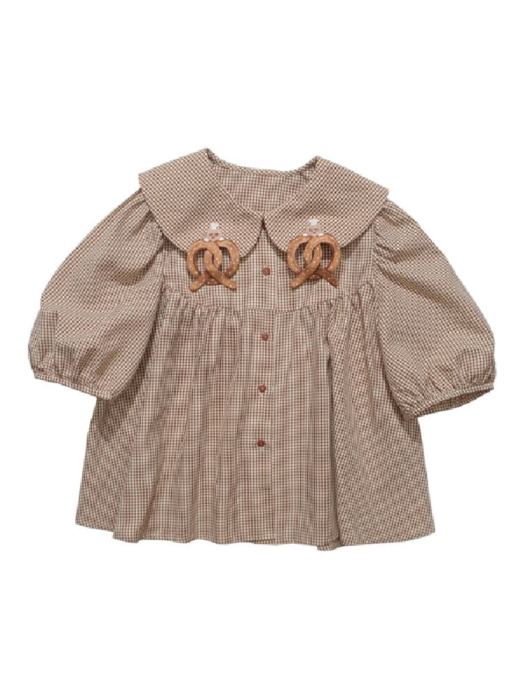 Plaid Doll Long Sleeve/Short Sleeve Collar Shirt