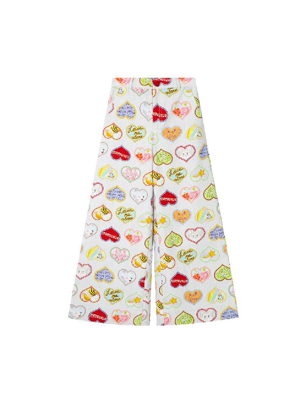 Printed Wide Leg Loose Jeans