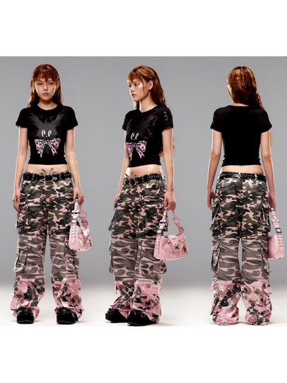 Camouflage-Print abnehmbare Jeans 