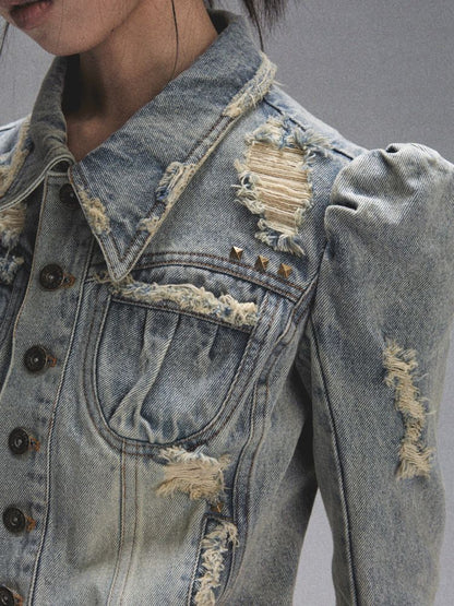 Heavy Duty Washed and Aged Denim Suit