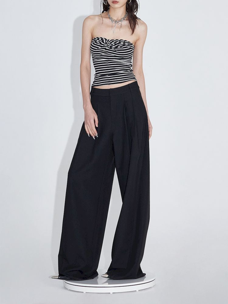 Pinch Pleat Wide Leg Suit