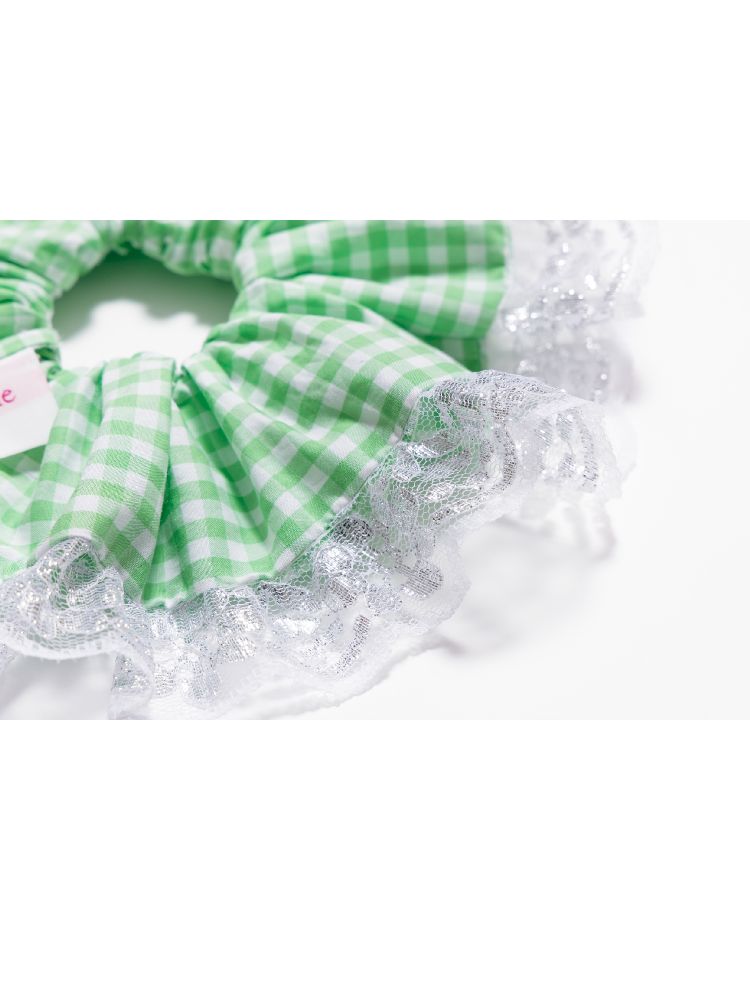 Green Plaid Patchwork Lace Hair Bands