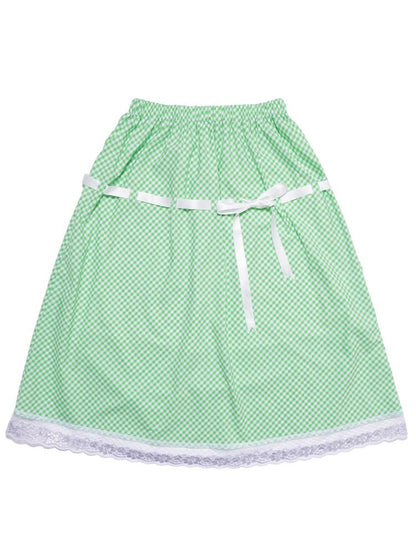 Green Lace Ribbon Loose Half Skirt