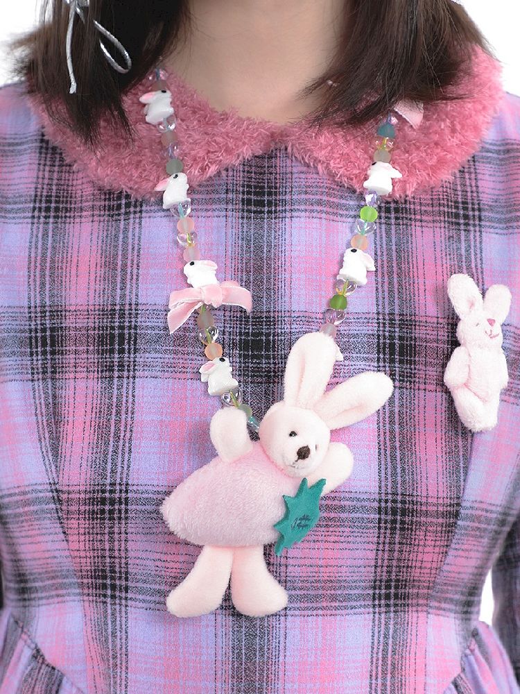 Dolls Carrot Rabbit Beaded Long Necklace