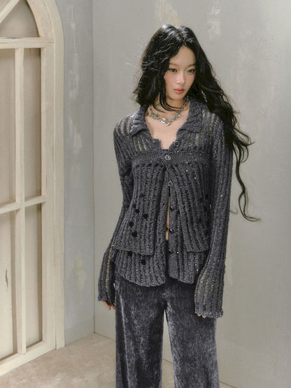 Two Piece Design Knitted Cardigan