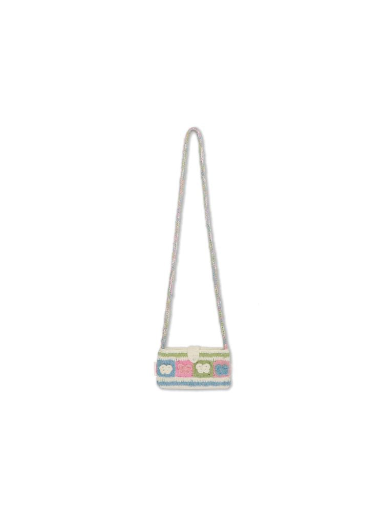 Butterfly Stripe Pearl Buckle Mobile Phone Crossbody Bag