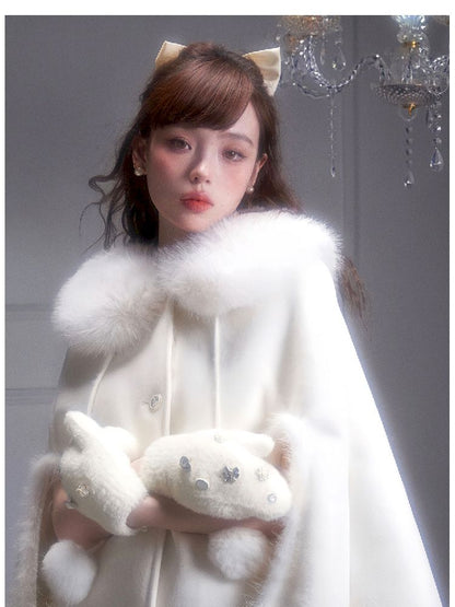 Globules patchwork fur shawl cape