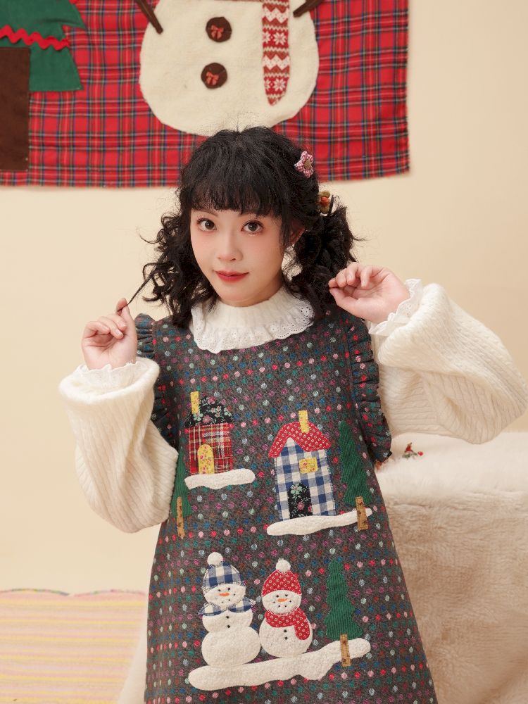 Snowman appliqué Christmas sweater