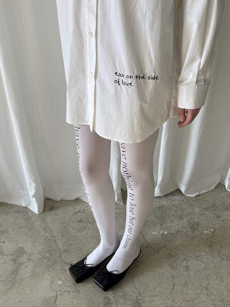 Hem Embroidered Left Slit Embroidered Shirt