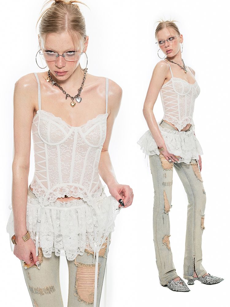 Romantic Summer Lace Fishbone Corset