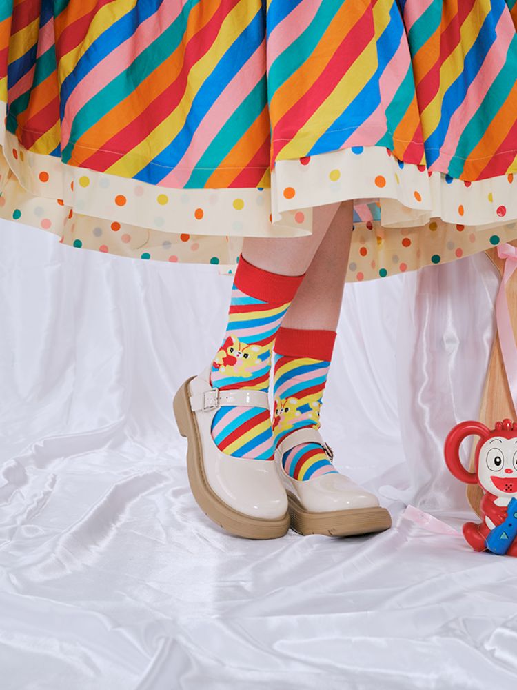 Colourful rainbow day jacquard socks