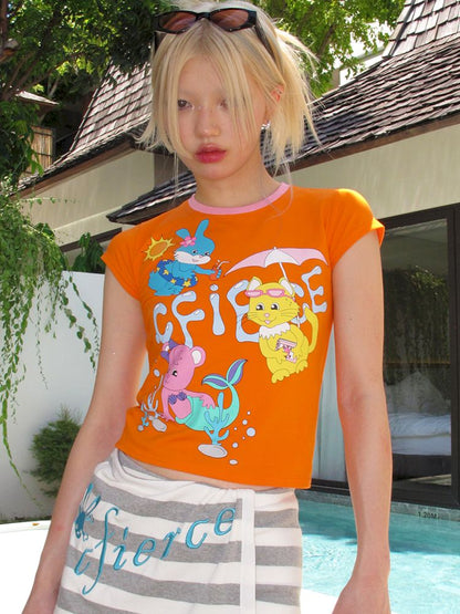 Animal Pool Party Printed T-Shirt