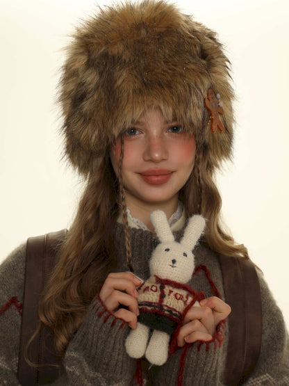 Fur thickened warm cold hat