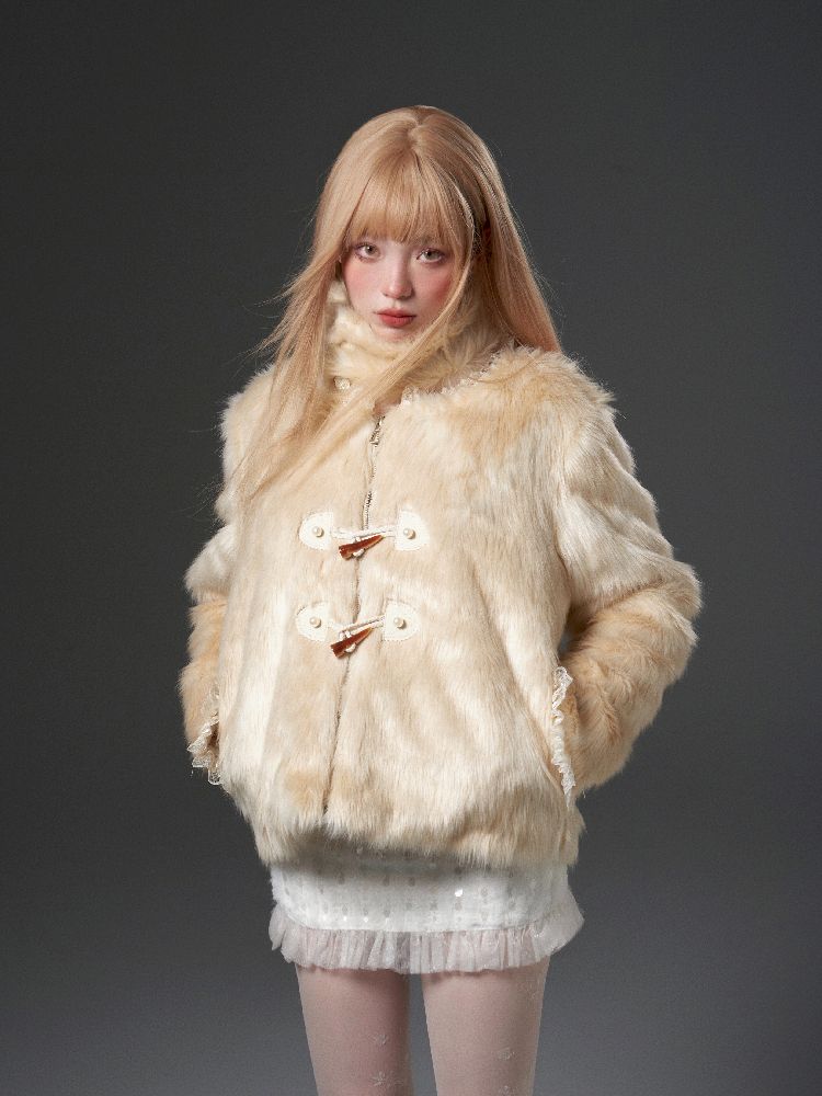 High Collar Detachable Fur Coat