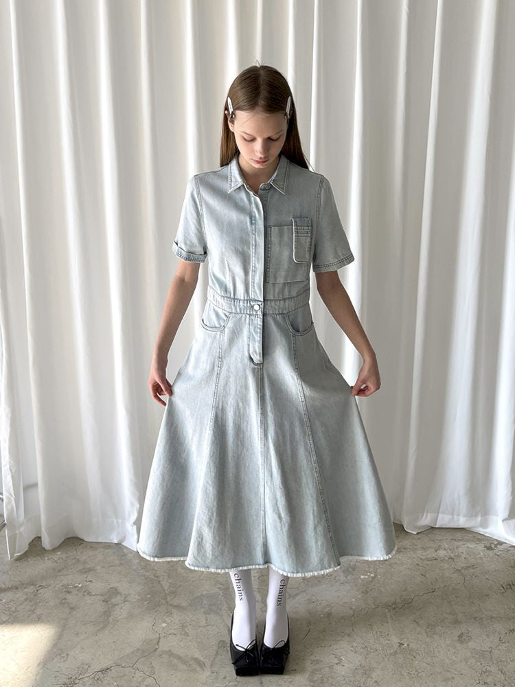 Denim Short Sleeve Work Dress