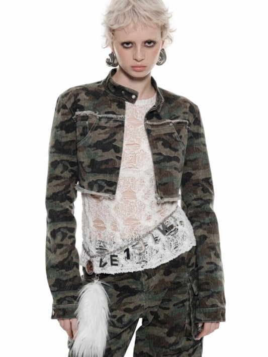 Camouflage Short biker jacket