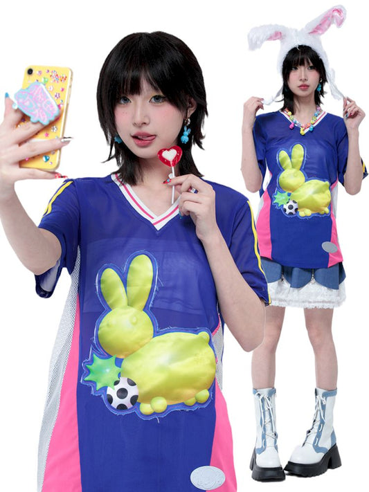 Rabbit Patchwork Short Sleeve Jersey