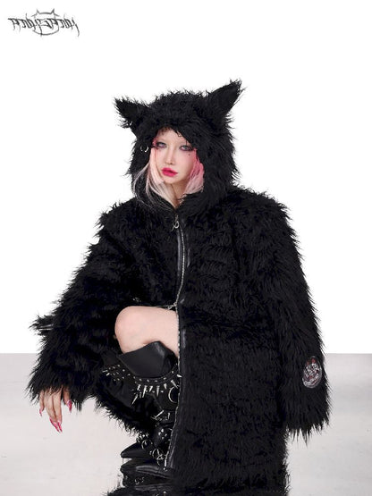 Cat Ear Demon Hooded Punk Fur Coat