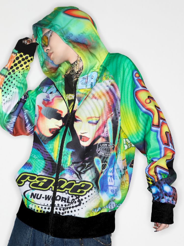 Retro Street Alien Loose Hooded Jacket