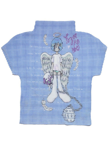 Angel Check Short Sleeve Ruffle Shirt