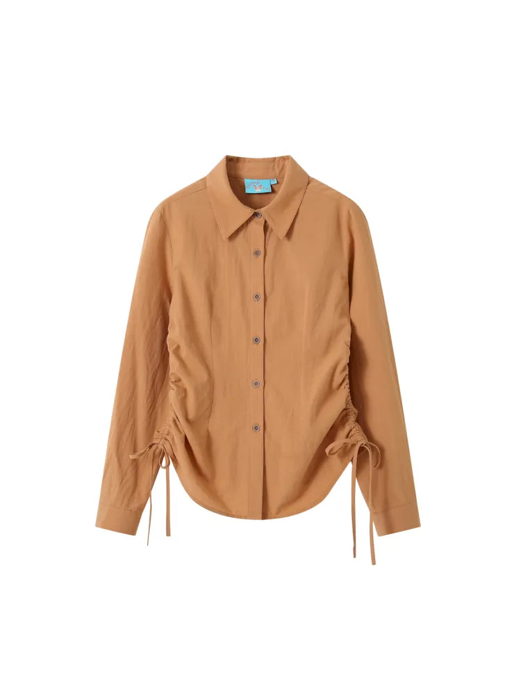 Drawstring Waist Long Sleeve Shirt