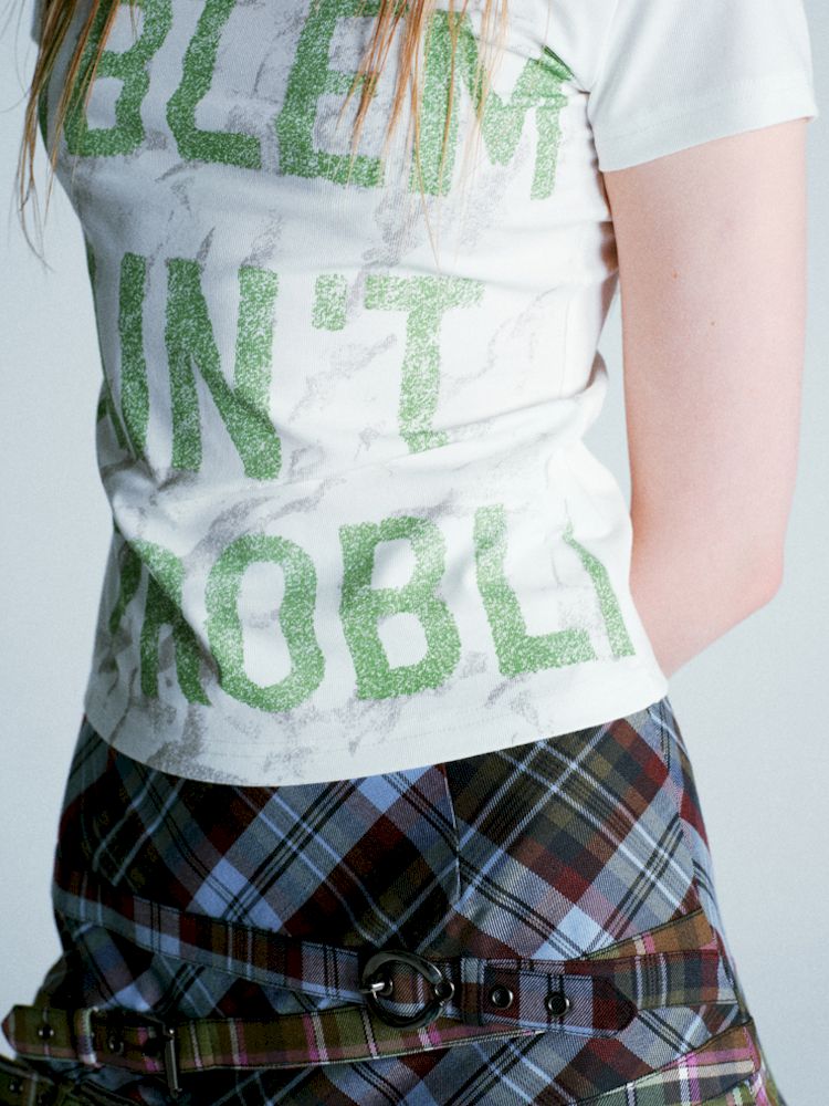 Mottled Green Alphabet All Over Stretch T-Shirt