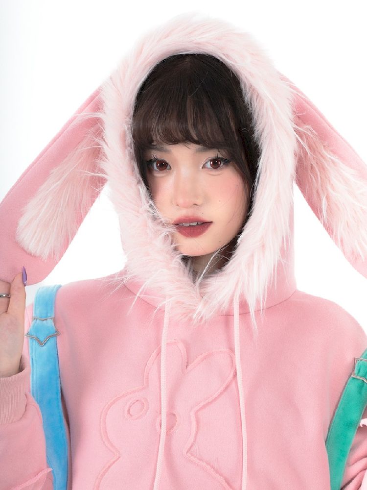 Rabbit Ears Hooded Sweatshirt Dress