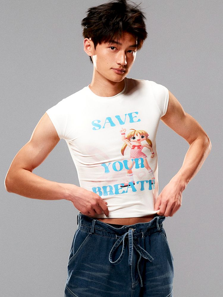 "Save It" Glitter Print T-Shirt