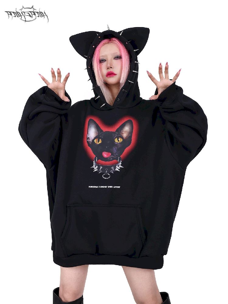 Hooded Studded Rock Punk Genderless Sweatshirt