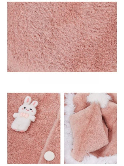 Retro Cute Rabbit Tweed Coat