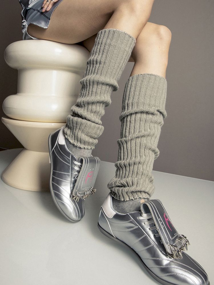 Metallic Silver Punk Sneakers