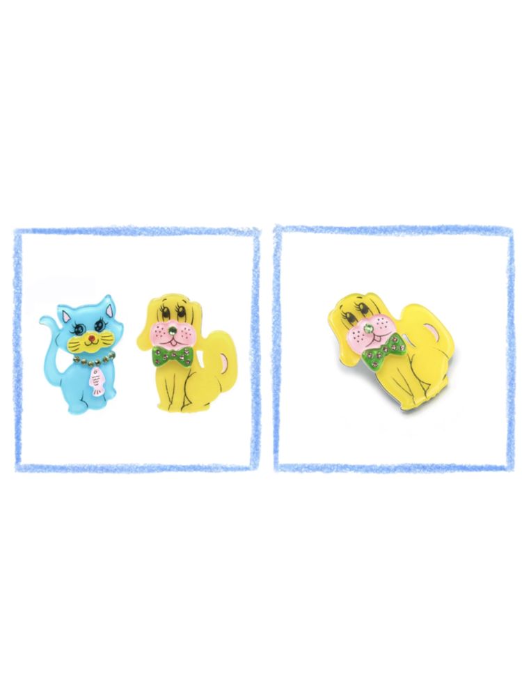 Cat and dog acrylic asymmetrical retro cute earrings