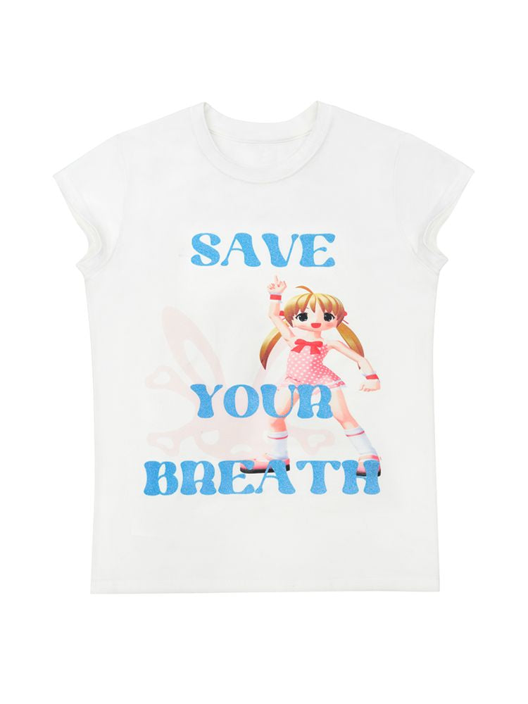 "Save It" Glitter Print T-Shirt