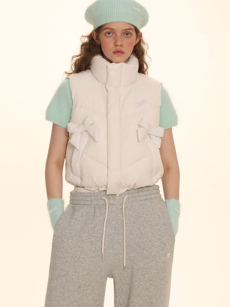 Absorbent bow short down jacket