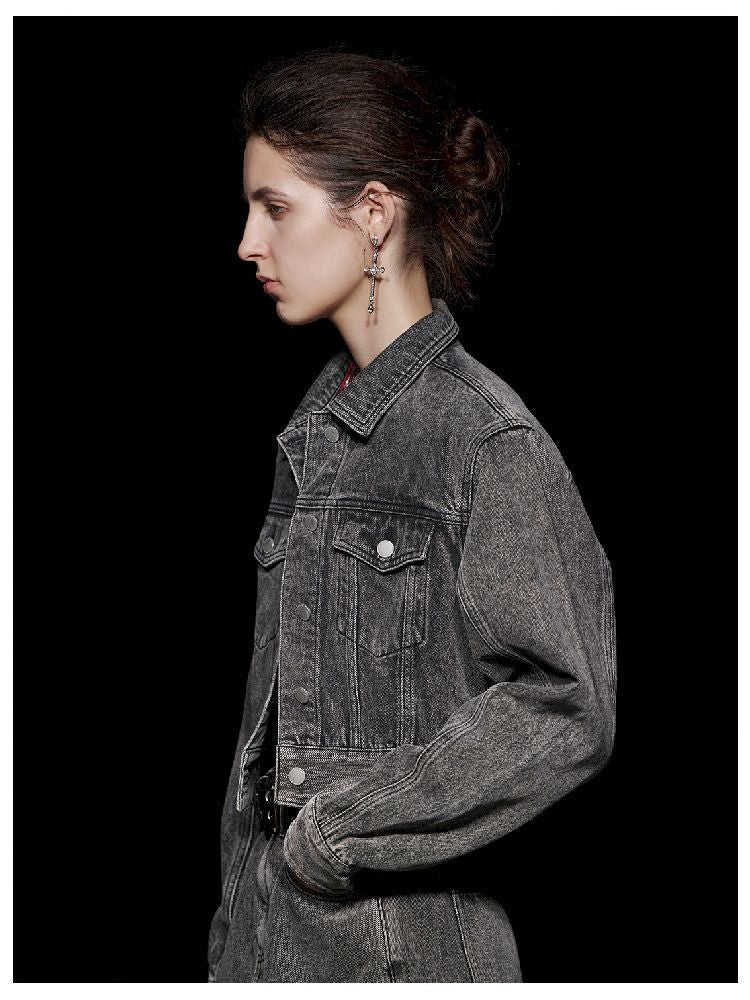 Fried Color buttons super silhouette lapel denim jacket