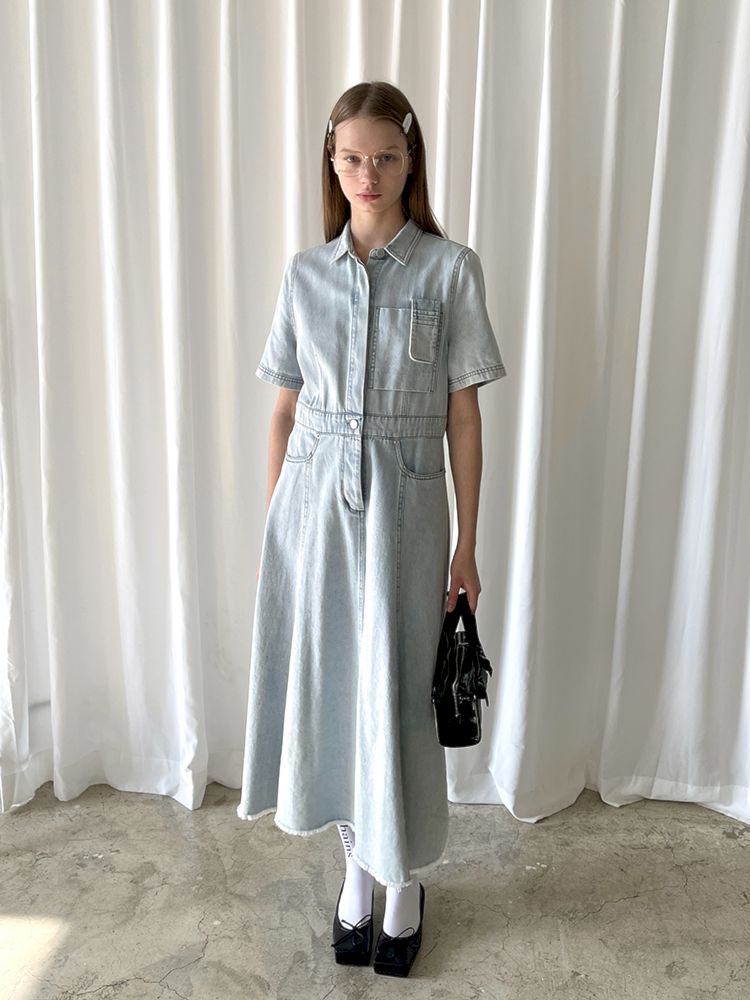 Denim Short Sleeve Work Dress