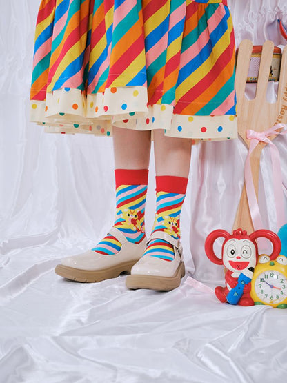 Colourful rainbow day jacquard socks