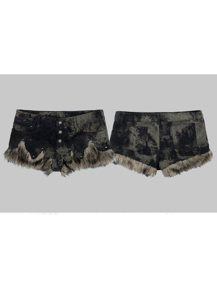 Fur low-rise casual shorts