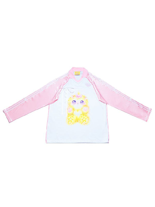 Loose Polo Neck Long Sleeve Jersey