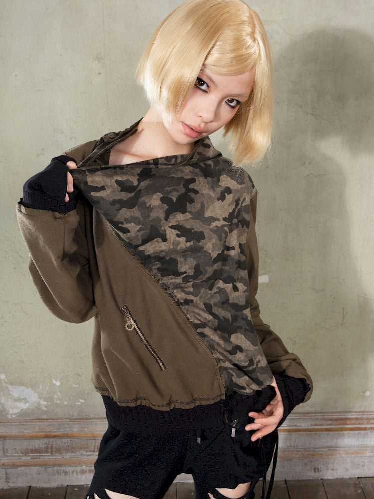 Camouflage Long Sleeve Spliced Sweatshirt