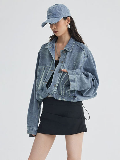 Split Silhouette Denim Jacket