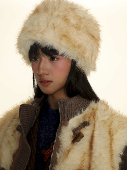 Fur thickened warm cold hat