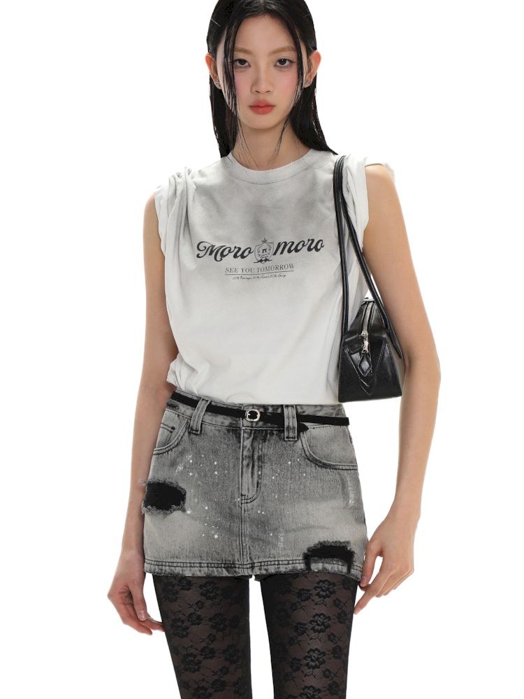 Emblem Printed Loose Short Sleeve T-Shirt