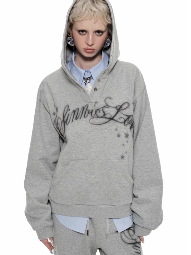 Loose Hooded Air Eye Print Sweatshirt