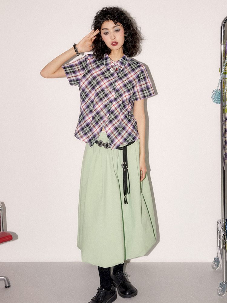 Irregular Placket Short Sleeve Shirt